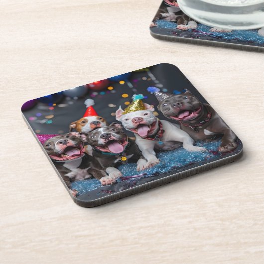Vier het nieuwe jaar en Feestdagen met Pitbull Dog Bier Onderzetter (Linkerzijde)