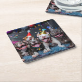 Vier het nieuwe jaar en Feestdagen met Pitbull Dog Kartonnen Onderzetters (Schuin)