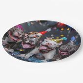 Vier het nieuwe jaar en Feestdagen met Pitbull Dog Papieren Bordje (Gekanteld)