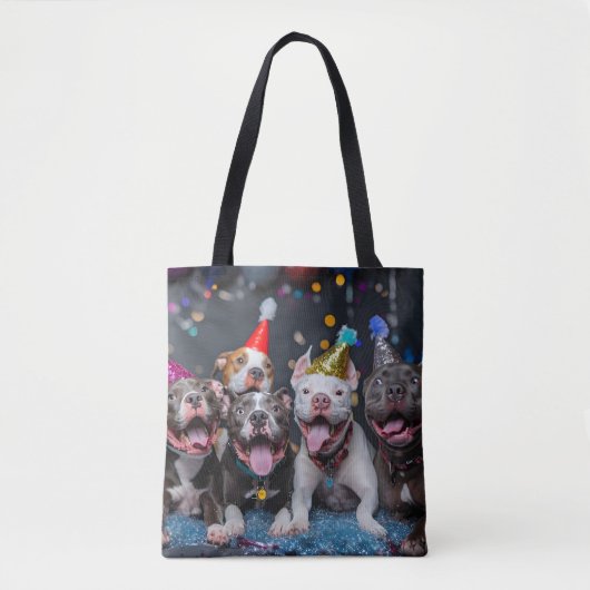 Vier het nieuwe jaar en Feestdagen met Pitbull Dog Tote Bag (Voorkant)