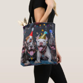 Vier het nieuwe jaar en Feestdagen met Pitbull Dog Tote Bag (Dichtbij)