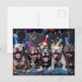 Vier het nieuwe jaar en Feestdagen met Pitbull Dog Uitnodiging Briefkaart (Voorkant / Achterkant)