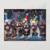 Vier het nieuwe jaar en Feestdagen met Pitbull Dog Uitnodiging Briefkaart (Voorkant)