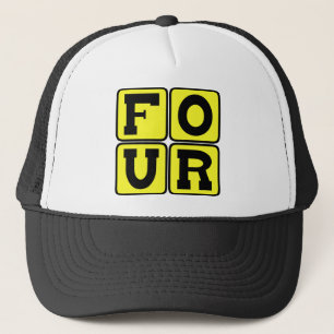 VIER Het Nummer Vierkant Ontwerp Grappige Leeftijd Trucker Pet