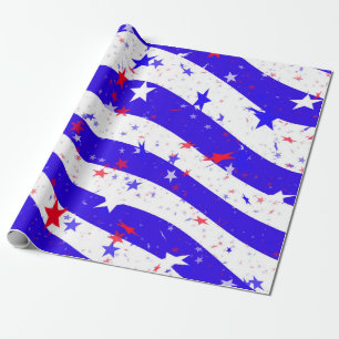 Vier het rood-wit en blauw cadeaupapier