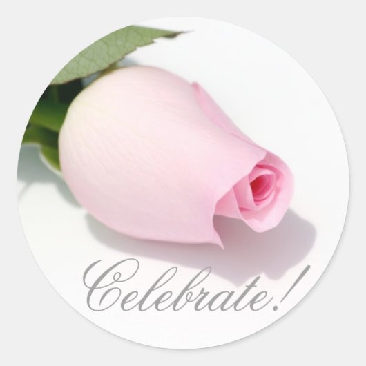 Vier het! Roze Rose Sticker (Voorkant)