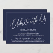 Vier het samen met ons Elegant handschrift Navybla Kaart (Voorkant / Achterkant)