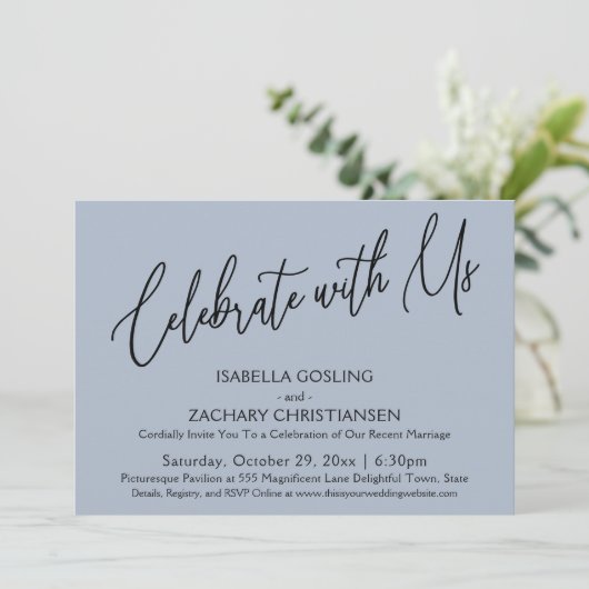 Vier het samen met ons Elegant handschrift Stofbla Kaart (Staand voorkant)