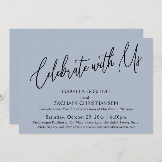 Vier het samen met ons Elegant handschrift Stofbla Kaart (Voorkant / Achterkant)