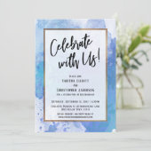 Vier het samen met ons Gouden rand Abstract Blauwe Kaart (Staand voorkant)