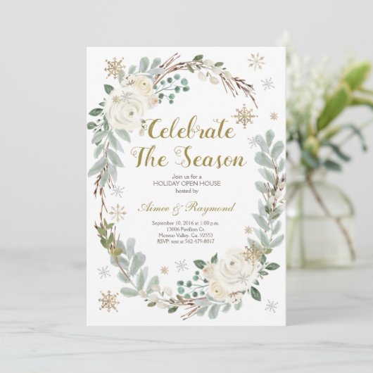 Vier het seizoen open huis uitnodiging (Staand voorkant)