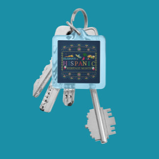 Vier Hispanic Heritage Maand Design Sleutelhanger