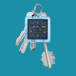 Vier Hispanic Heritage Maand Design Sleutelhanger