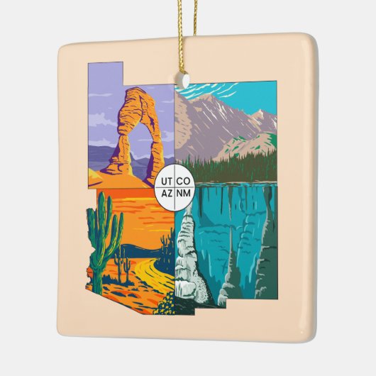 Vier hoeken Nationaal Monument Keramisch Ornament (Links)