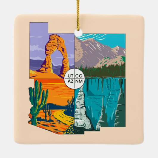 Vier hoeken Nationaal Monument Keramisch Ornament (Achterkant)