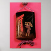 Vier hoesje inro met afbeelding van een man schuil poster (Voorkant)