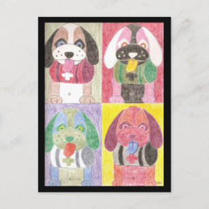 Vier honden briefkaart