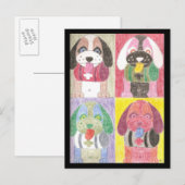 Vier honden briefkaart (Voorkant / Achterkant)
