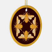 Vier honingbijen in een cirkel keramisch ornament (Rechts)