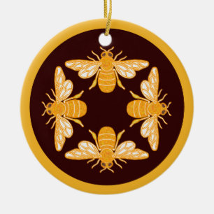Vier honingbijen in een cirkel keramisch ornament