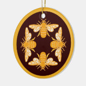 Vier honingbijen in een cirkel keramisch ornament (Links)