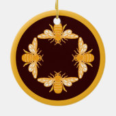 Vier honingbijen in een cirkel keramisch ornament (Achterkant)