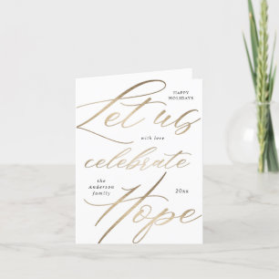 vier hoop gouden script vakantie fotokaart feestdagen kaart