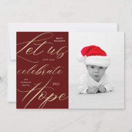 vier hoop gouden script vakantie fotokaart feestdagenkaart