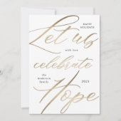 vier hoop gouden script vakantie fotokaart feestdagenkaart (Voorkant)