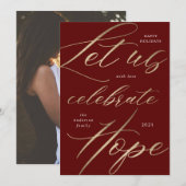 vier hoop gouden script vakantie fotokaart feestdagenkaart (Voorkant / Achterkant)