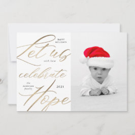 vier hoop gouden script vakantie fotokaart feestdagenkaart