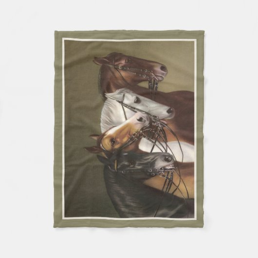 VIER HORSES Fine Art Print Fleece Blanket (Voorkant)