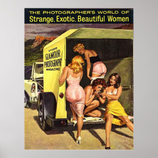 Vier hot Pinup Girls Unressing and Roking Poster