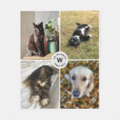 Vier huisdier foto gepersonaliseerde monogram aand fleece deken (Voorkant)