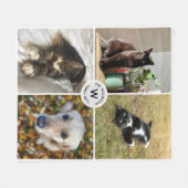 Vier huisdier foto gepersonaliseerde monogram aand fleece deken (Voorkant (Horizontaal))