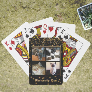 Vier huisdier- of familiefoto's op maat gemaakt pokerkaarten