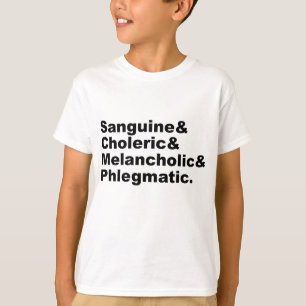 Vier Humores Sanguïn Cholerisch Melancholisch Fleg T-shirt