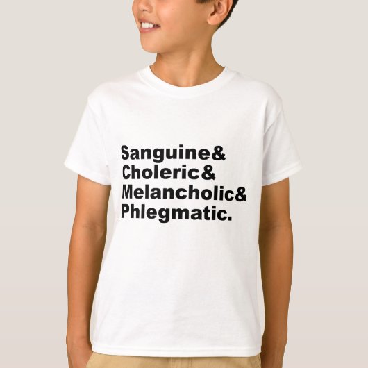 Vier Humores Sanguïn Cholerisch Melancholisch Fleg T-shirt (Voorkant)