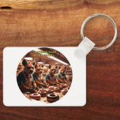 Vier hyena's lopen een bakkerij binnen... sleutelhanger (Voorkant)