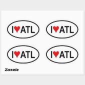 VIER "I [hart] Atl" Ovale Sticker (Vel)
