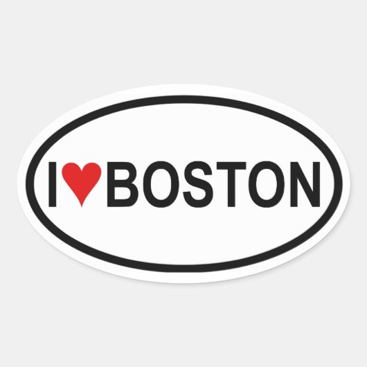 VIER "I [hart] Boston" Ovale Sticker (Voorkant)