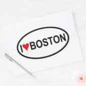 VIER "I [hart] Boston" Ovale Sticker (Envelop)