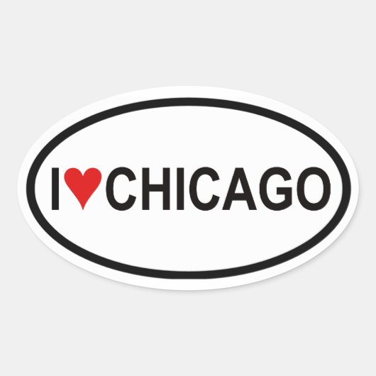 VIER "I [hart] Chicago" Ovale Sticker (Voorkant)