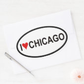 VIER "I [hart] Chicago" Ovale Sticker (Envelop)