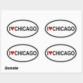 VIER "I [hart] Chicago" Ovale Sticker (Vel)