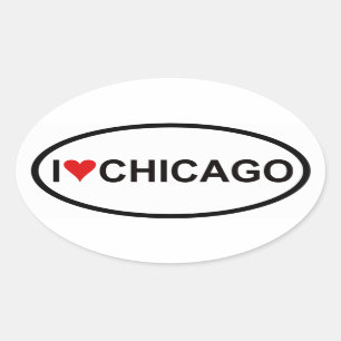 VIER "I [hart] Chicago" Ovale Sticker