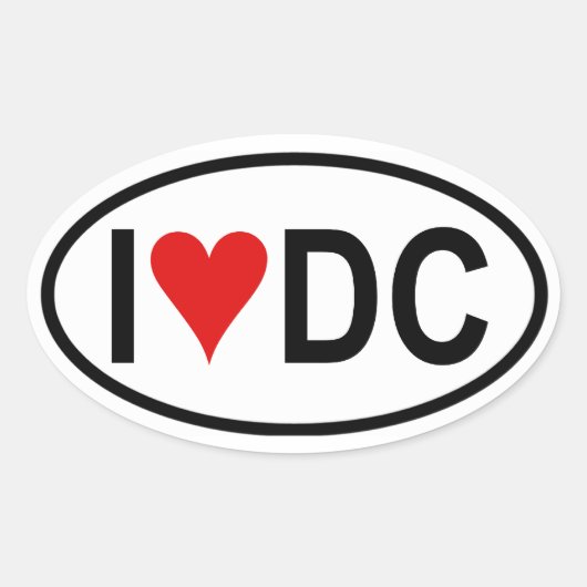 VIER "I [hart] DC" Ovale Sticker (Voorkant)