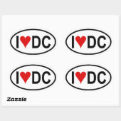 VIER "I [hart] DC" Ovale Sticker (Vel)