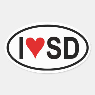 VIER "I [hart] SD" Ovale Sticker