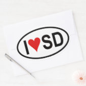 VIER "I [hart] SD" Ovale Sticker (Envelop)
